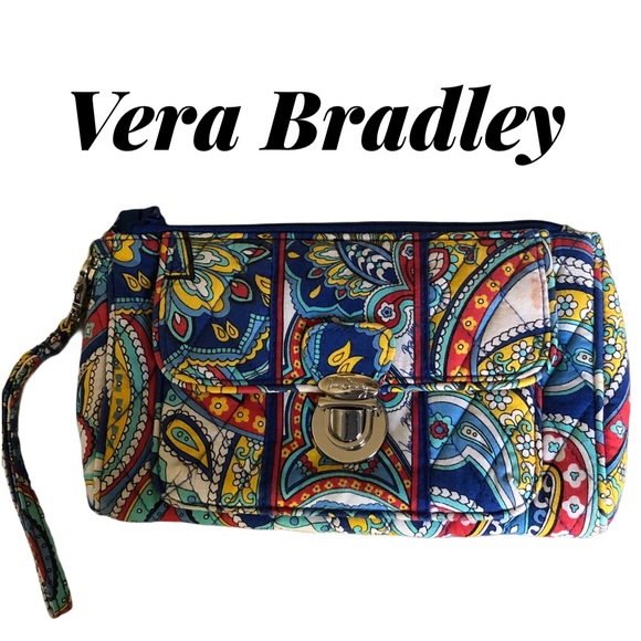 Vera Bradley Wristlet Blue Floral Small - Picture 1 of 10